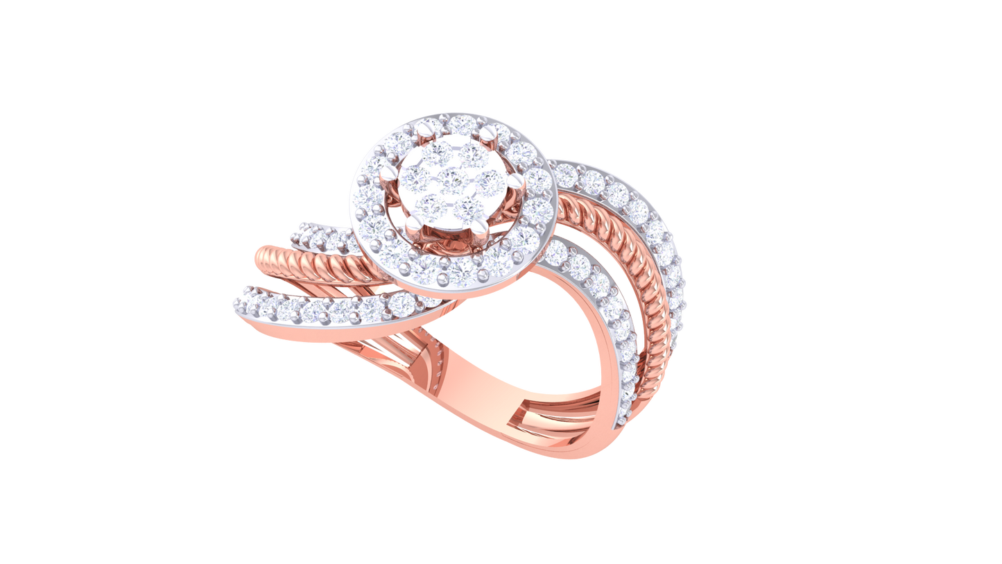 Lumière Aura Spirale Gold Ring – 0.61 Ct Round Diamonds
