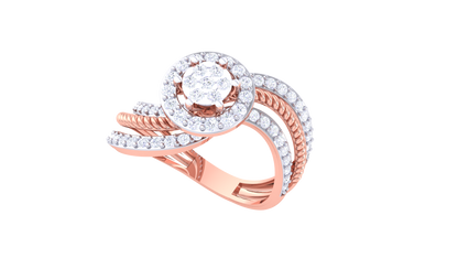 Lumière Aura Spirale Gold Ring – 0.61 Ct Round Diamonds