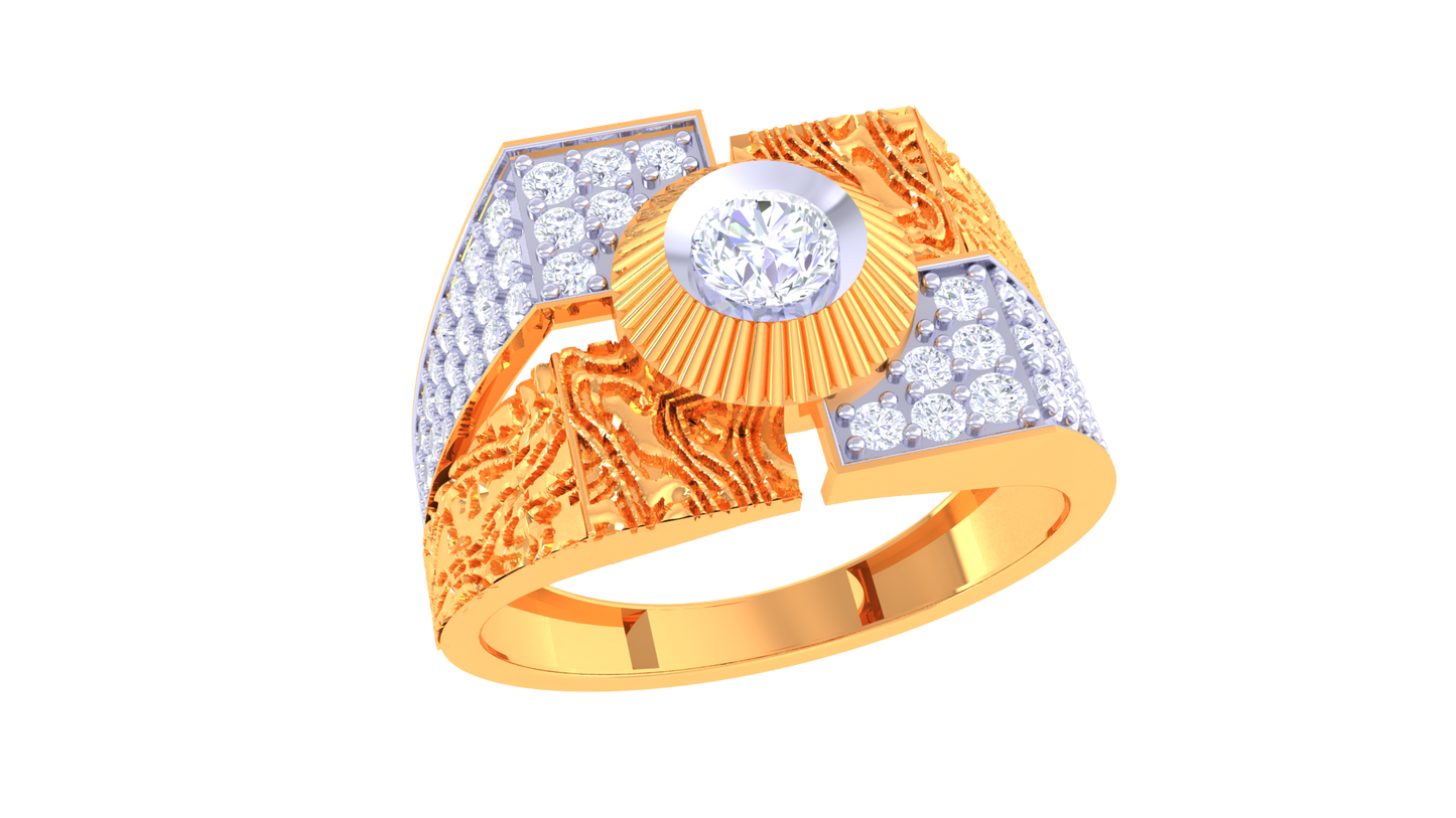 Éclat Prisme Solaire Gold Ring – 0.8 Ct Radiant Round Diamonds
