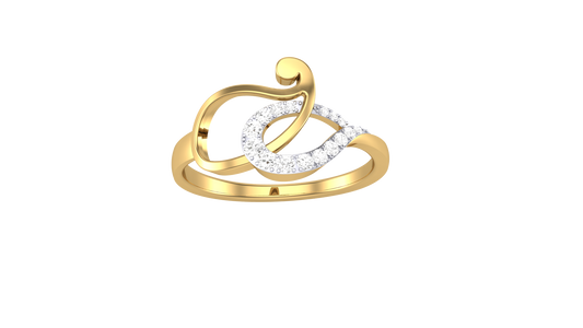 Lumiere Sculpted Leaf Gold Ring with - 0.11 Ct Round Diamond Accents