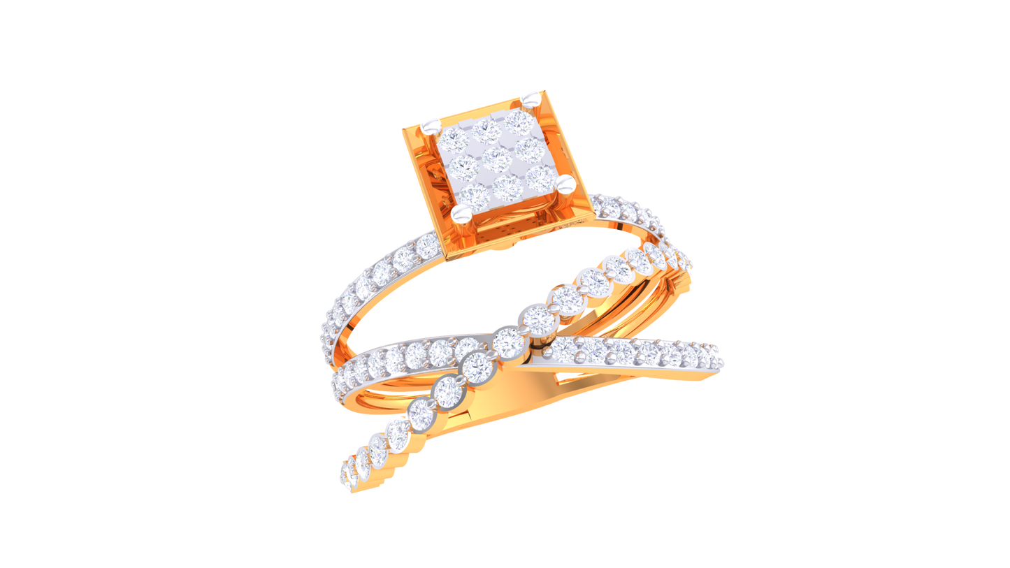 Eclat Prestige Solitaire – 0.8 Ct Square Diamond Gold Ring