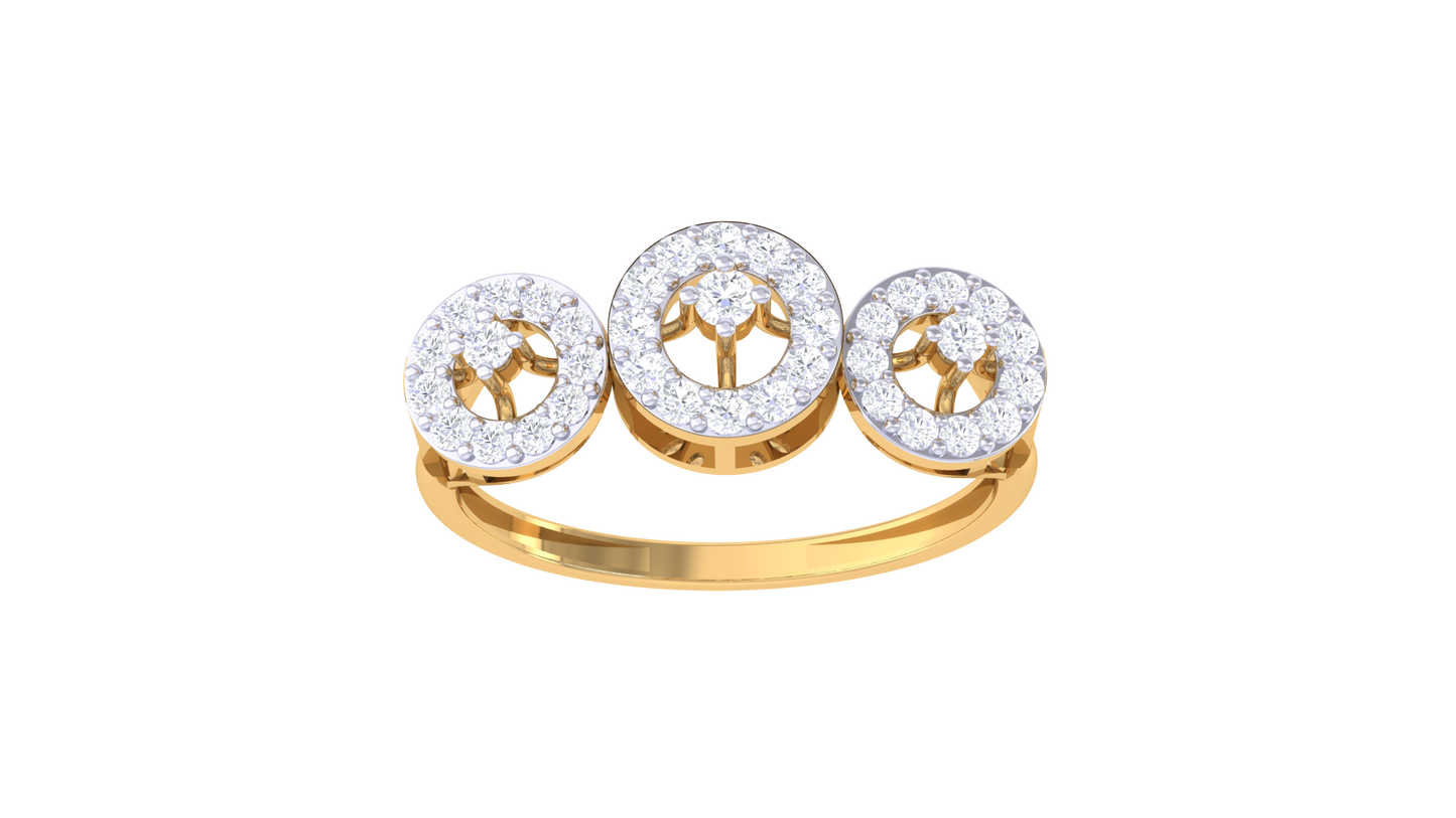 Trilune Sparkle Bloom Ring In Rose Gold – 0.29 Ct Round Diamonds