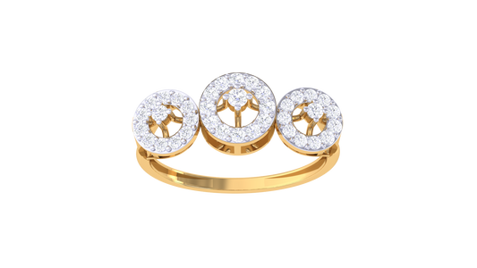 Trilune Sparkle Bloom Ring In Rose Gold – 0.29 Ct Round Diamonds