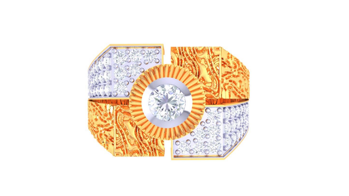 Éclat Prisme Solaire Gold Ring – 0.8 Ct Radiant Round Diamonds