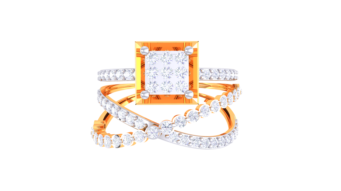 Eclat Prestige Solitaire – 0.8 Ct Square Diamond Gold Ring