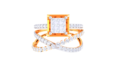 Eclat Prestige Solitaire – 0.8 Ct Square Diamond Gold Ring