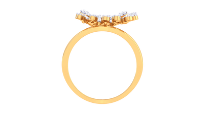 Iconique Radiant Halo Floral Ring In Yellow Gold – 0.32 Ct Diamond Embellishment