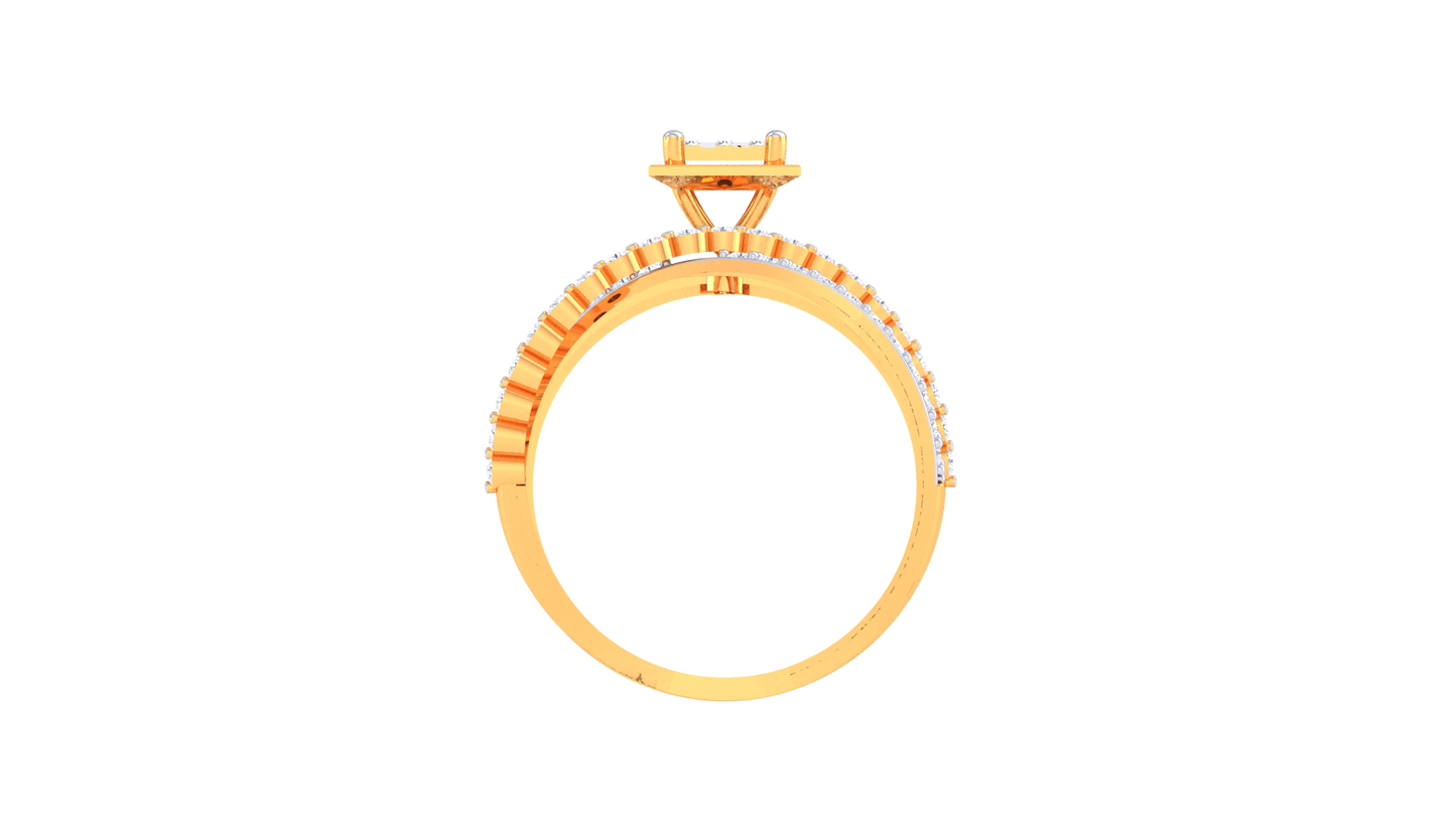 Eclat Prestige Solitaire – 0.8 Ct Square Diamond Gold Ring