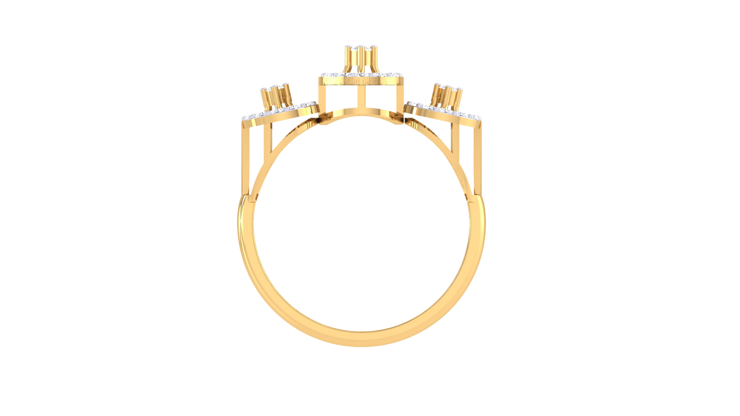 Trilune Sparkle Bloom Ring In Rose Gold – 0.29 Ct Round Diamonds