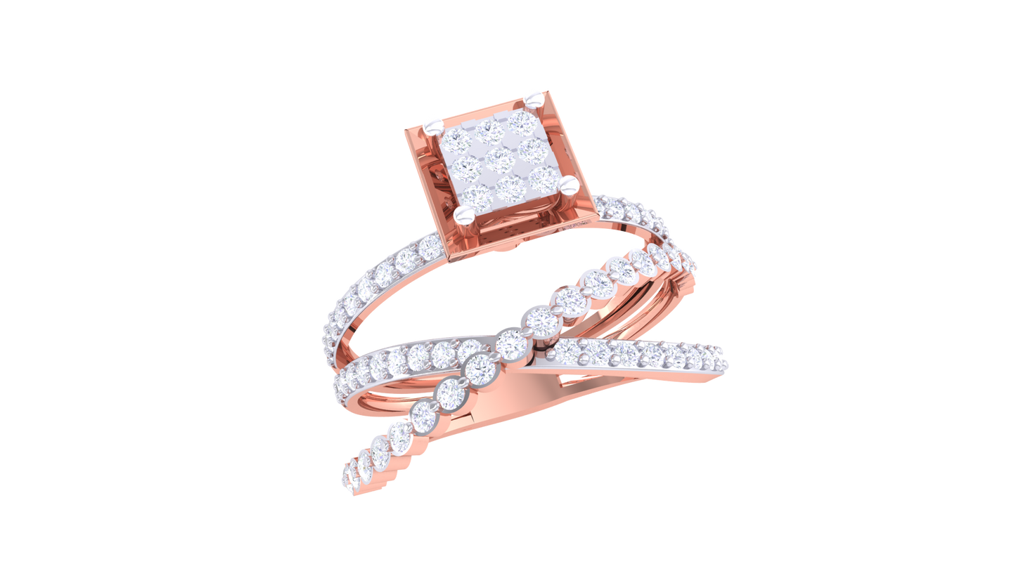 Eclat Prestige Solitaire – 0.8 Ct Square Diamond Gold Ring