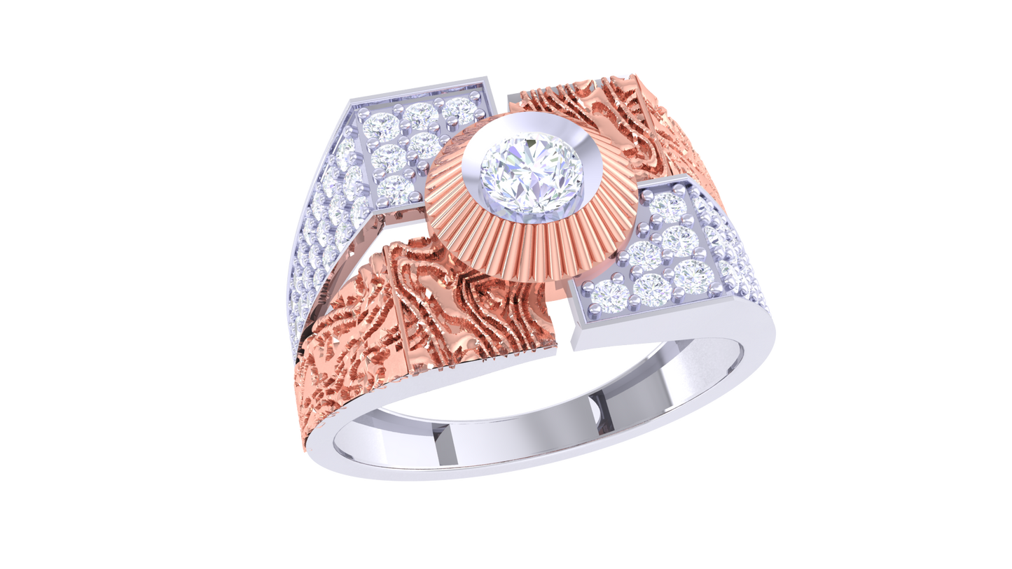 Éclat Prisme Solaire Gold Ring – 0.8 Ct Radiant Round Diamonds
