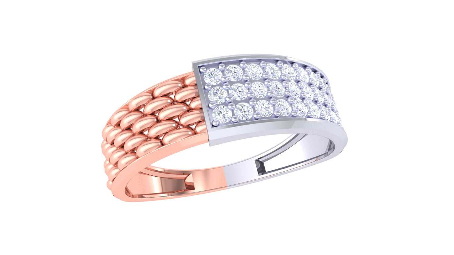 Lumière Pavé Contour Gold Ring – 0.42 Ct Micro Set Diamonds