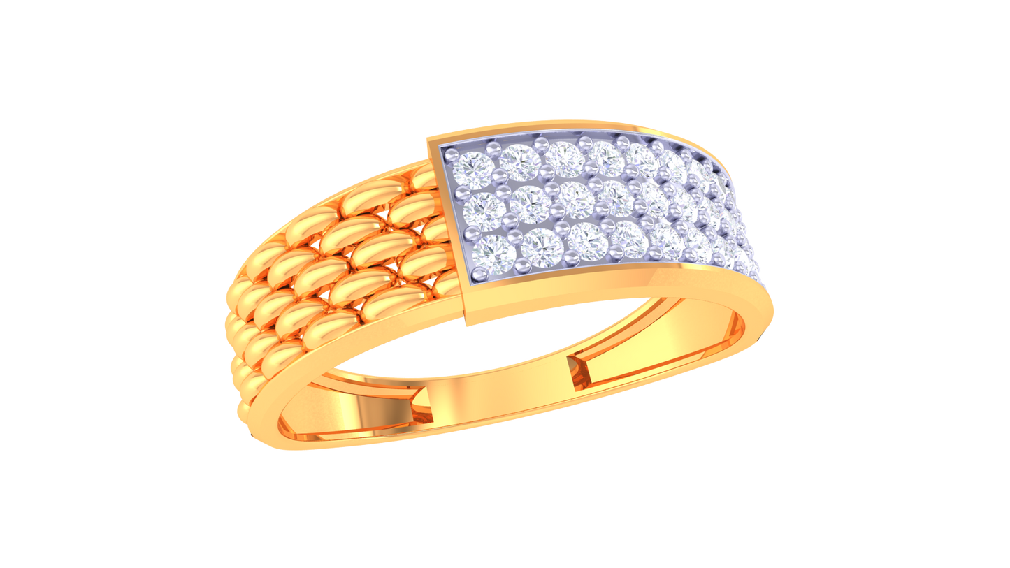 Lumière Pavé Contour Gold Ring – 0.42 Ct Micro Set Diamonds