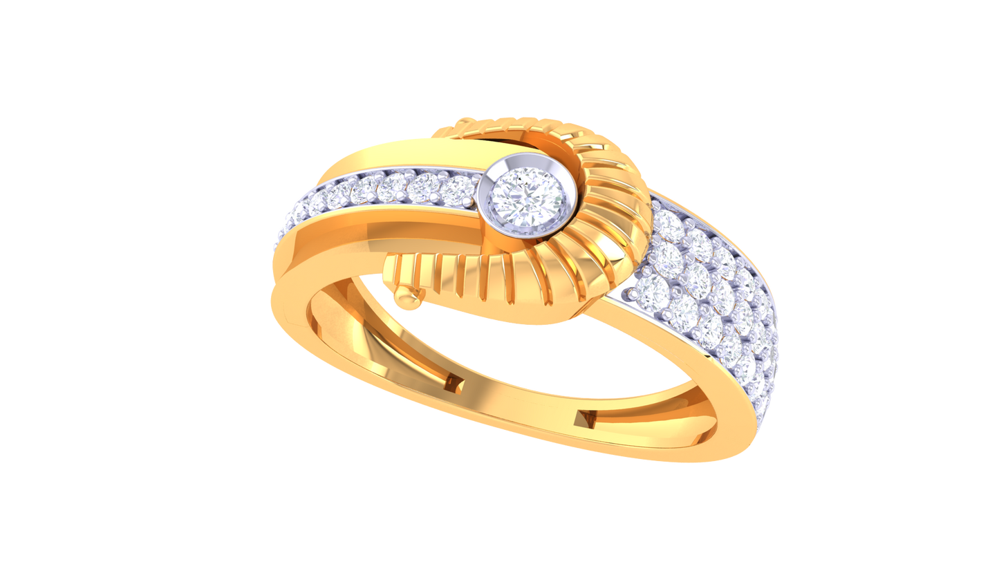 Lumière Soleil Signature – 0.38 Ct Radiant Round Diamond Gold Ring
