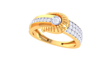 Lumière Soleil Signature – 0.38 Ct Radiant Round Diamond Gold Ring