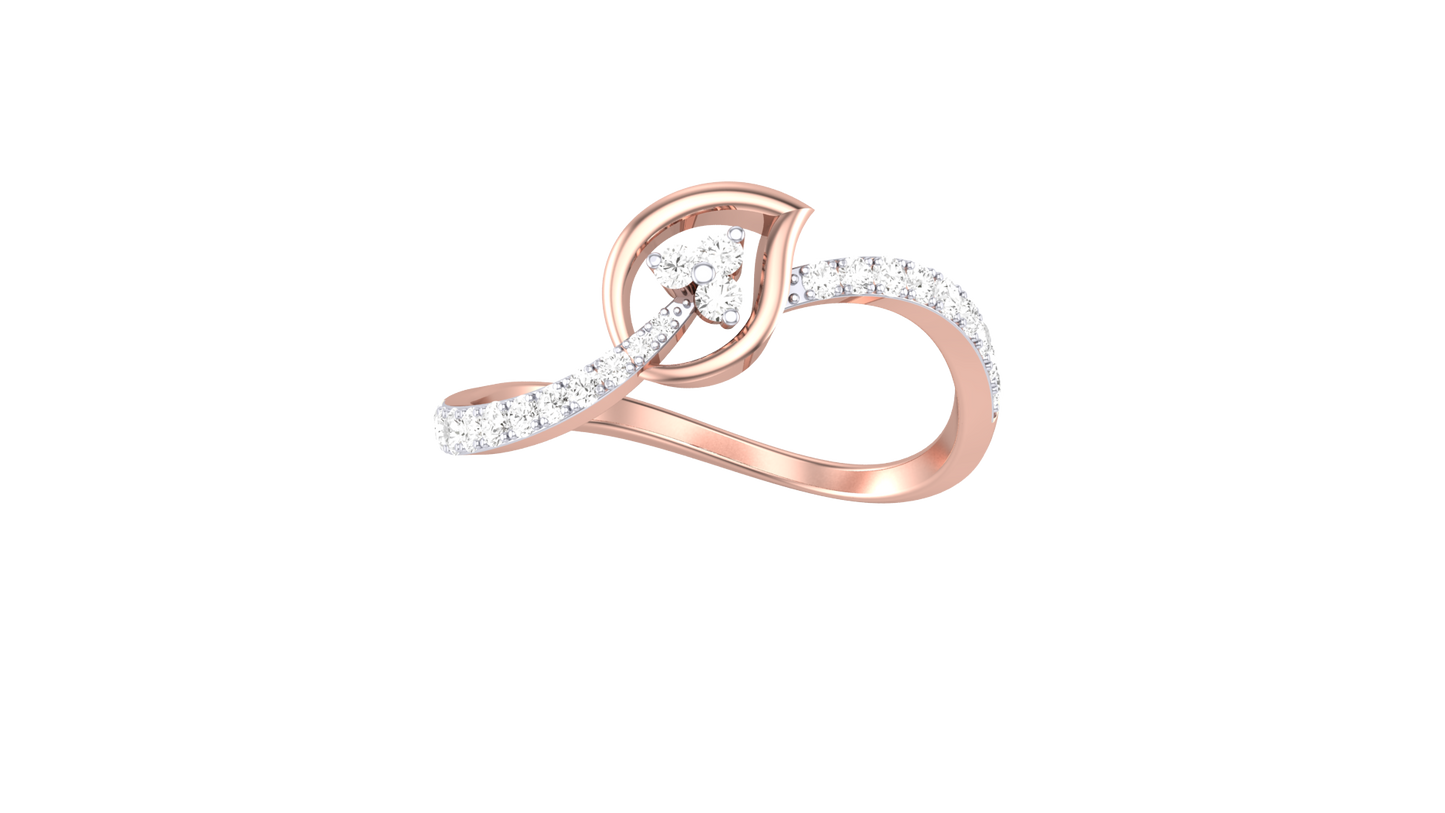Eclat Artistic Floral Rose Gold Ring - 0.20 Ct Round Diamond Bloom