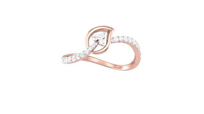 Eclat Artistic Floral Rose Gold Ring - 0.20 Ct Round Diamond Bloom