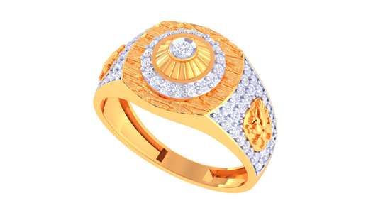 Éclat Rayon Palais Gold Ring – 0.71 Ct Radiant Round Diamonds