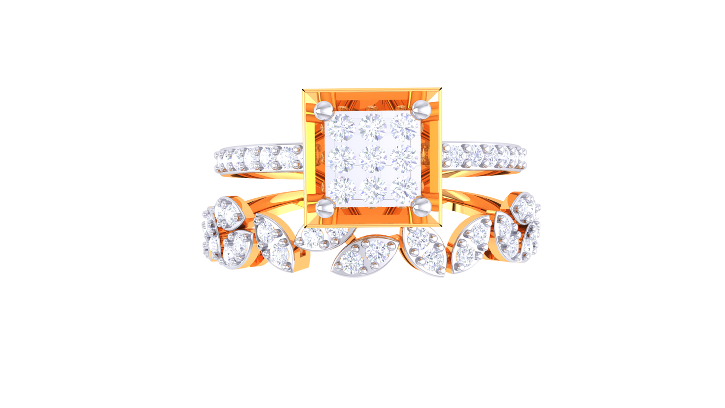 Eclat Marquise Eclipse Gold Ring – 0.37 Ct Square Diamonds