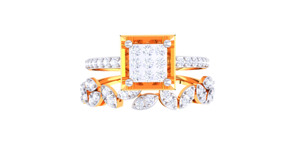 Eclat Marquise Eclipse Gold Ring – 0.37 Ct Square Diamonds