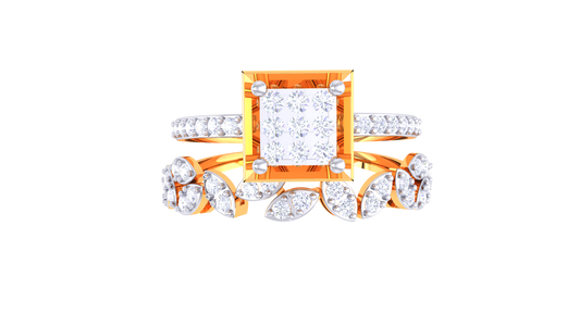 Eclat Marquise Eclipse Gold Ring – 0.37 Ct Square Diamonds