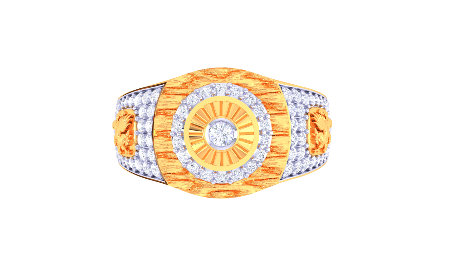 Éclat Rayon Palais Gold Ring – 0.71 Ct Radiant Round Diamonds