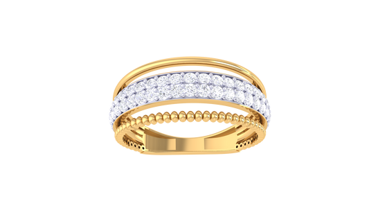 Lumiere Pavé Elegance Ring In Textured Gold - 0.42 Ct Round Cut Diamonds