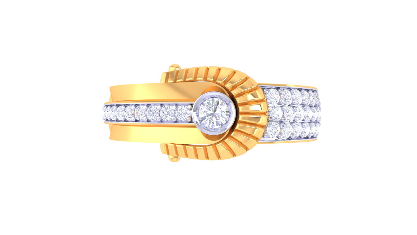 Lumière Soleil Signature – 0.38 Ct Radiant Round Diamond Gold Ring