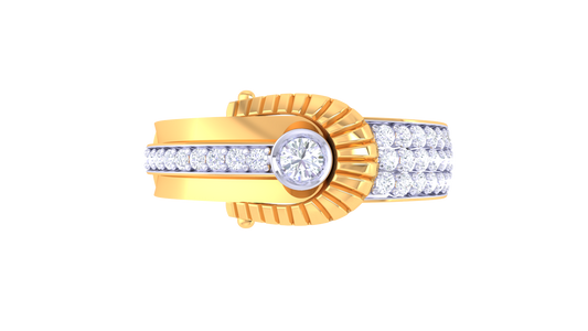 Lumière Soleil Signature – 0.38 Ct Radiant Round Diamond Gold Ring
