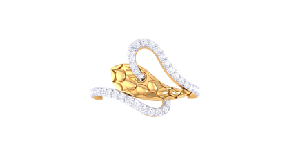 Lumiere Serpentine Grace Yellow Gold Ring - 0.29 Ct Round Diamond Pavé