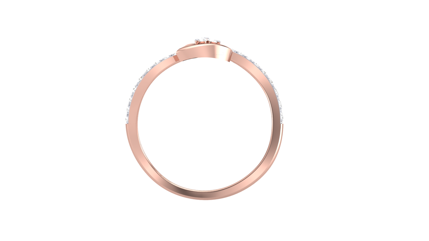 Eclat Artistic Floral Rose Gold Ring - 0.20 Ct Round Diamond Bloom