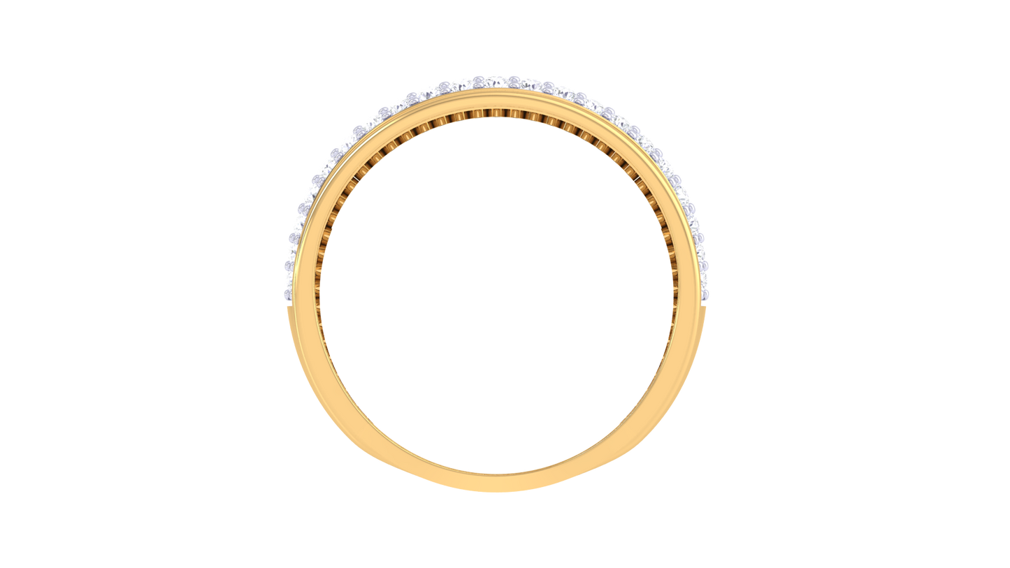 Lumiere Pavé Elegance Ring In Textured Gold - 0.42 Ct Round Cut Diamonds