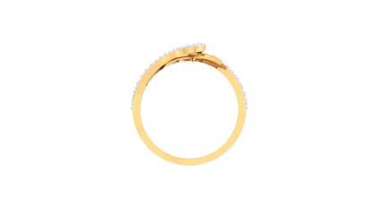Lumiere Serpentine Grace Yellow Gold Ring - 0.29 Ct Round Diamond Pavé