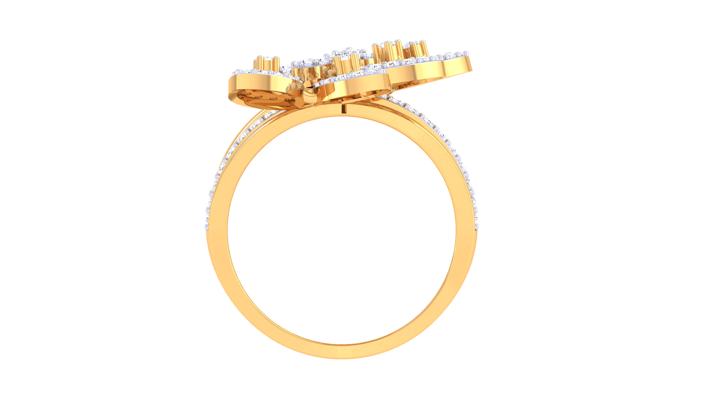 Iconique Floral Majesty Designer Gold Ring – 0.89 Ct Diamond Accents