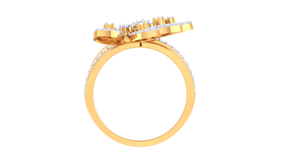 Iconique Floral Majesty Designer Gold Ring – 0.89 Ct Diamond Accents