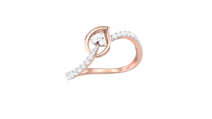 Eclat Artistic Floral Rose Gold Ring - 0.20 Ct Round Diamond Bloom