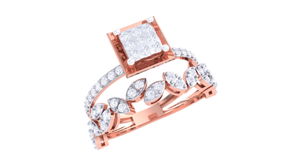 Eclat Marquise Eclipse Gold Ring – 0.37 Ct Square Diamonds