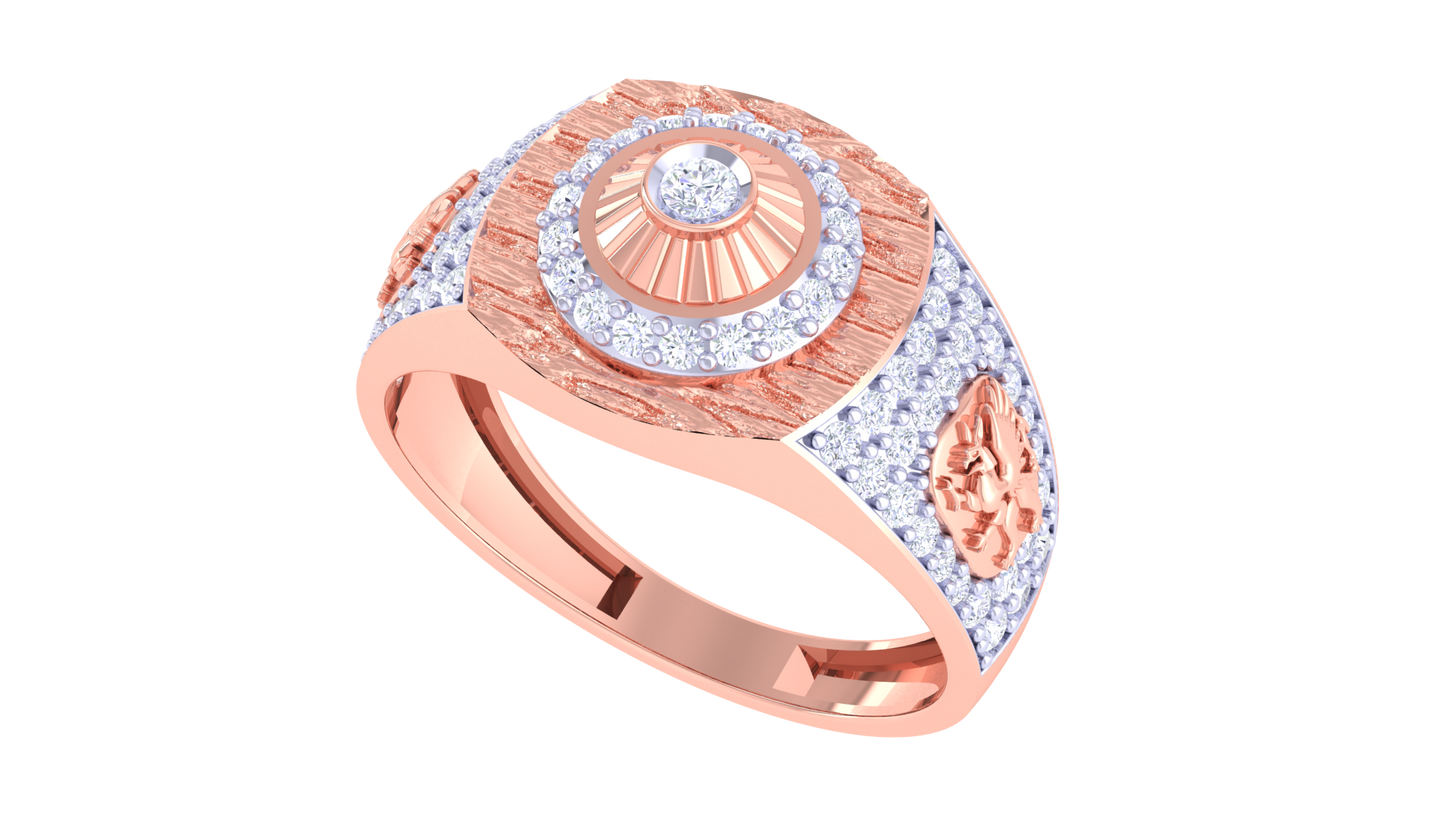 Éclat Rayon Palais Gold Ring – 0.71 Ct Radiant Round Diamonds