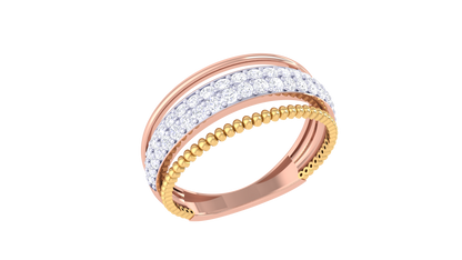 Lumiere Pavé Elegance Ring In Textured Gold - 0.42 Ct Round Cut Diamonds