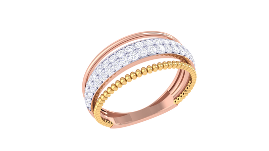 Lumiere Pavé Elegance Ring In Textured Gold - 0.42 Ct Round Cut Diamonds