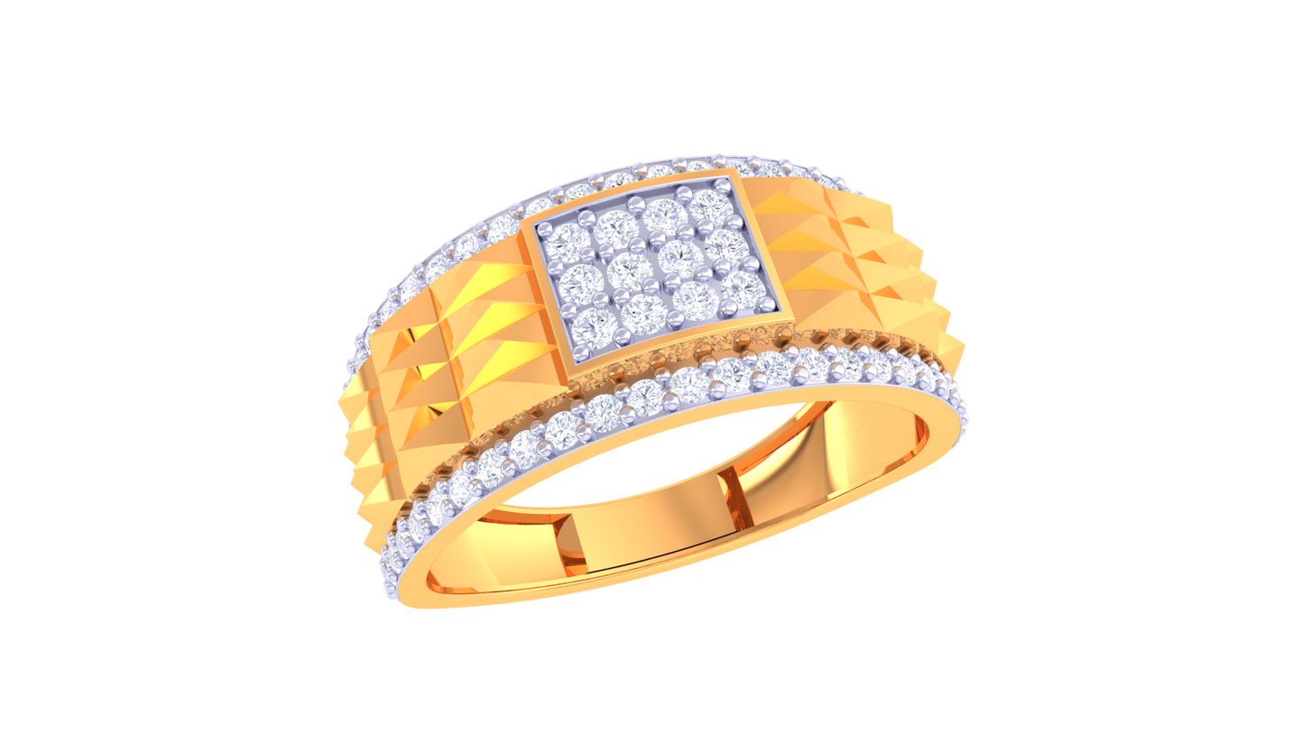Lumière Pavé Premier Gold Ring – 0.56 Ct Sparkling Diamonds