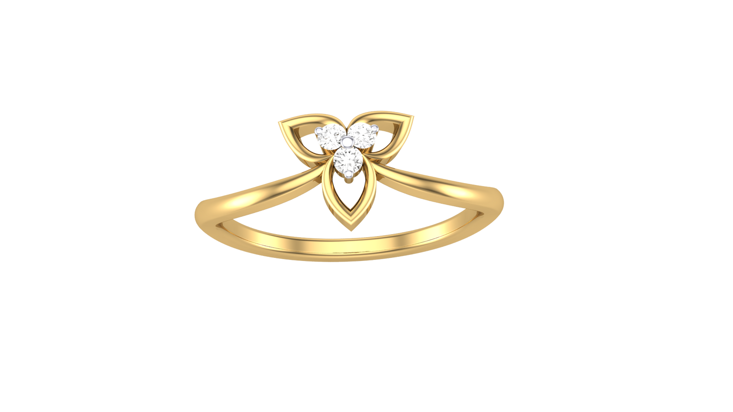 Lumiere Trinity Petal Ring - 0.05 Ct Sparkling Diamond In Gold