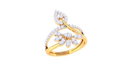 Iconique Golden Bloom Leaf Ring – 0.38 Ct Brilliant Diamonds