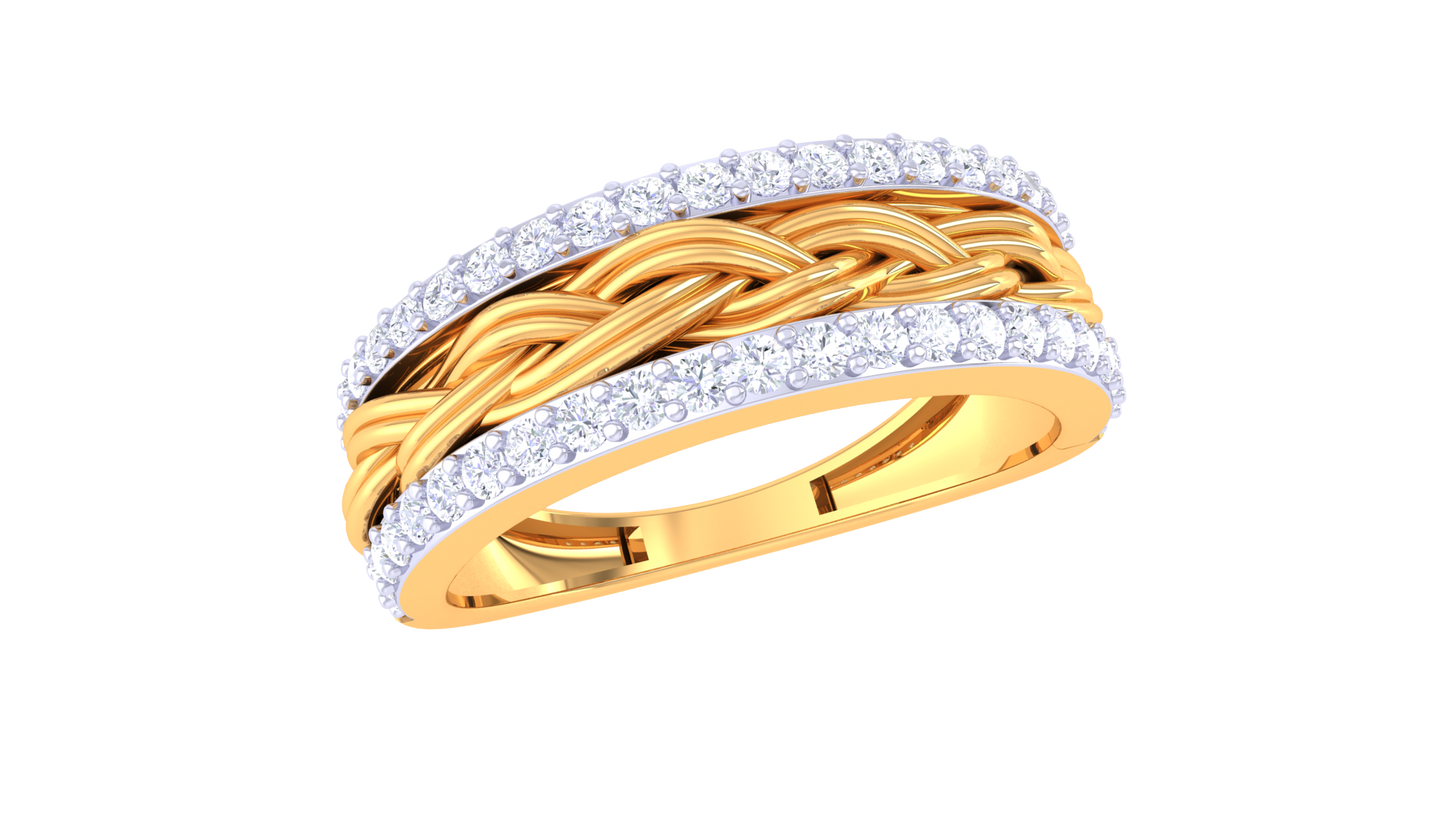 Artisan Tresse Héritage – 0.47 Ct Round Diamond Gold Ring