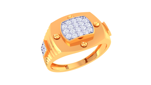 Éclat Quadrature Urbane Gold Ring – 0.3ct Round Pave Diamonds