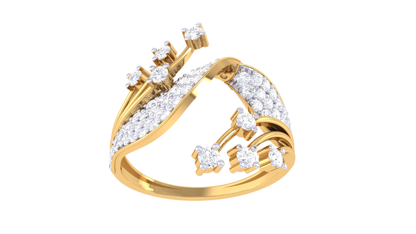 Lumiere Floral Swirl Ring In Polished Rose Gold - 0.54 Ct Brilliant Round Cut Diamonds