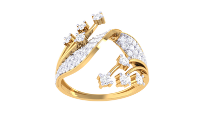 Lumiere Floral Swirl Ring In Polished Rose Gold - 0.54 Ct Brilliant Round Cut Diamonds