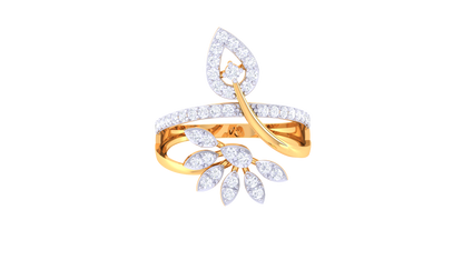 Iconique Golden Bloom Leaf Ring – 0.38 Ct Brilliant Diamonds