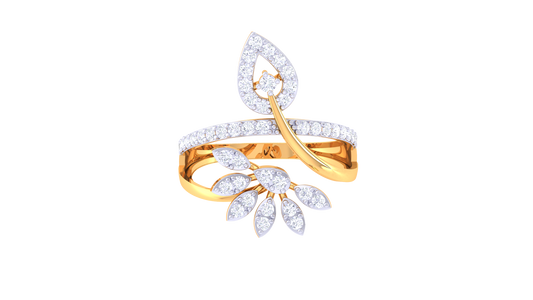 Iconique Golden Bloom Leaf Ring – 0.38 Ct Brilliant Diamonds