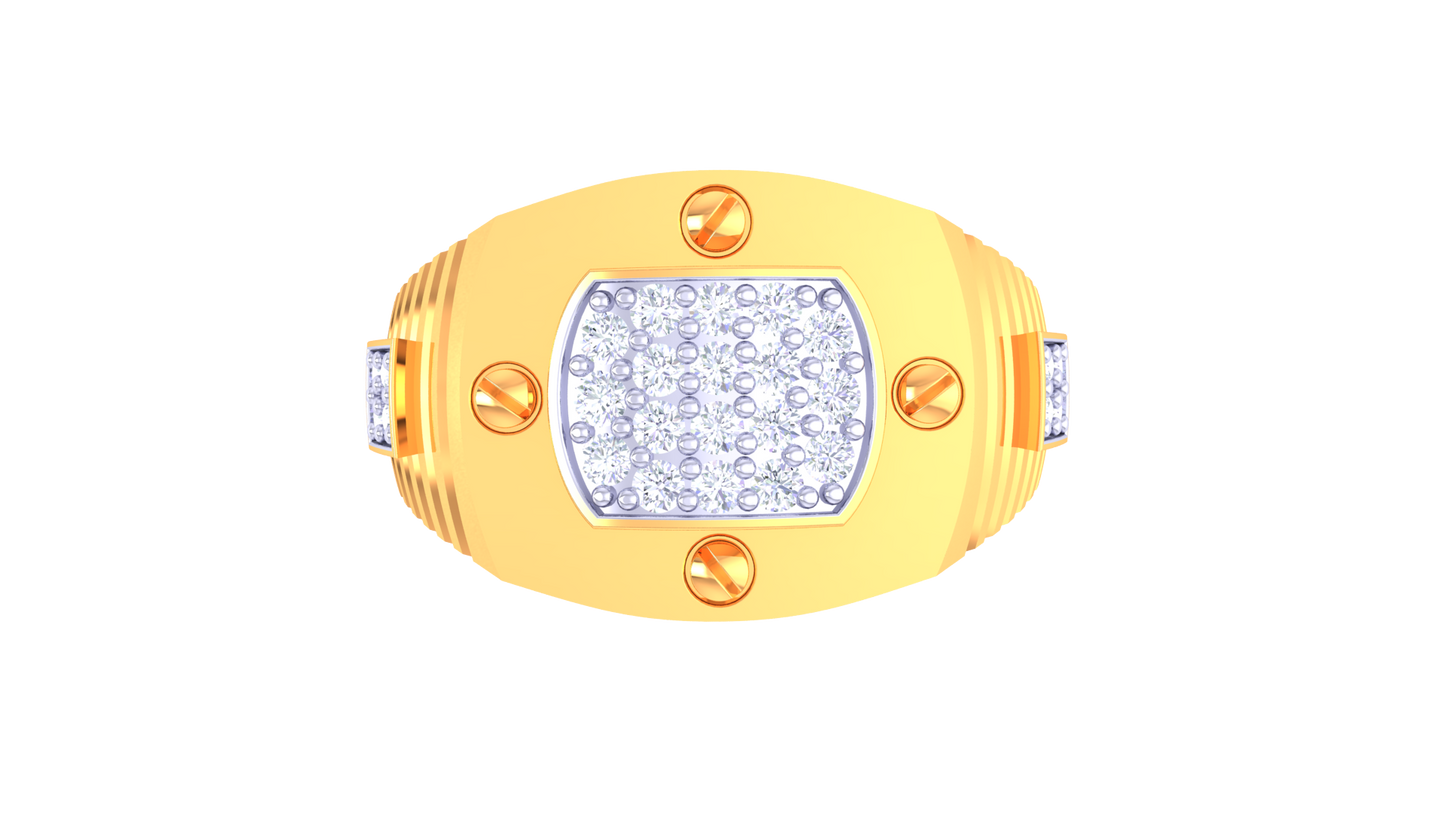 Éclat Quadrature Urbane Gold Ring – 0.3ct Round Pave Diamonds